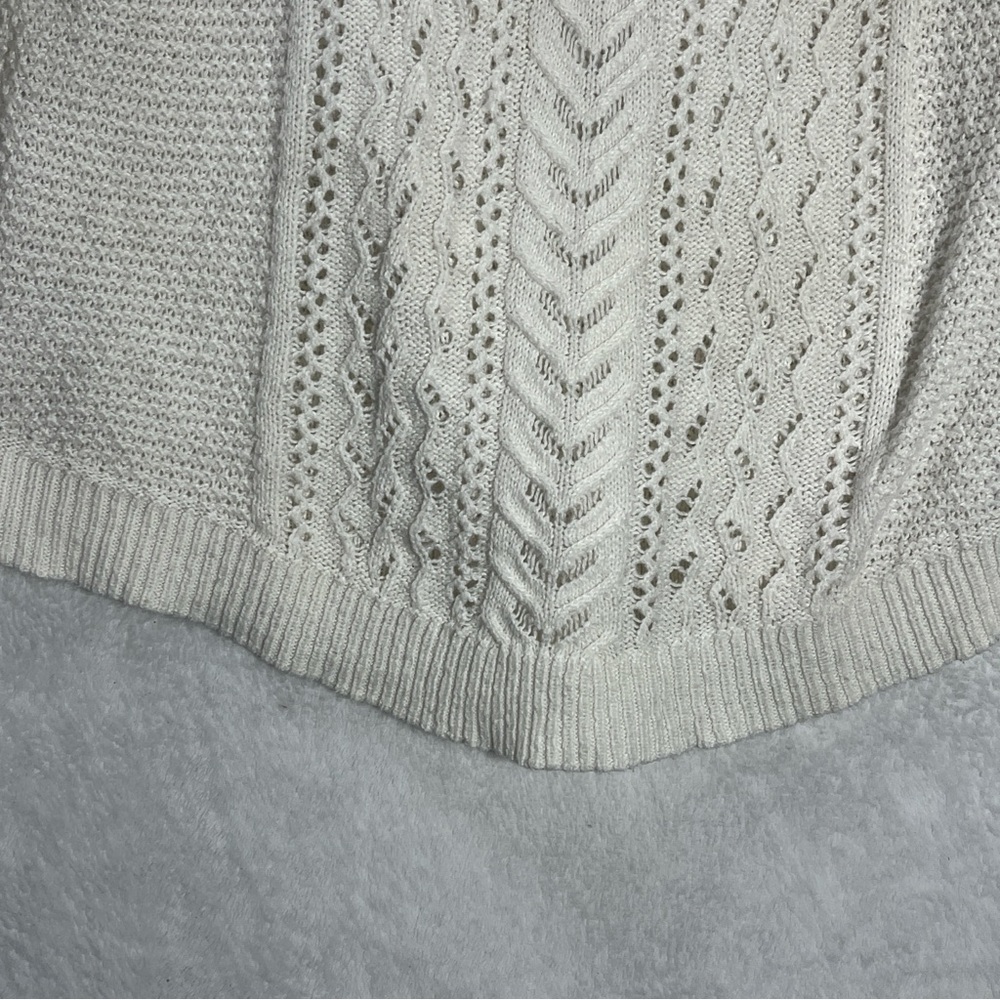 Old Navy Women's Cable Knit Sweater Cotton Blend Lightweight Cream Size Medium - Picture 4 of 10